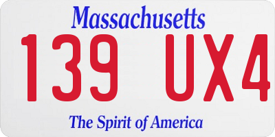 MA license plate 139UX4