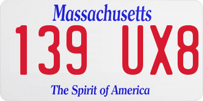 MA license plate 139UX8