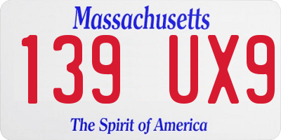 MA license plate 139UX9