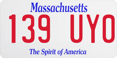 MA license plate 139UY0