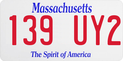 MA license plate 139UY2