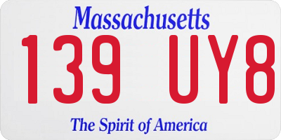 MA license plate 139UY8
