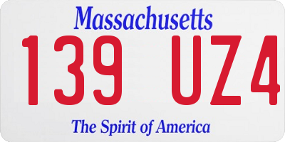 MA license plate 139UZ4
