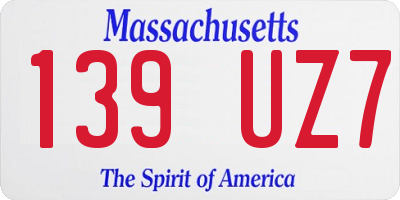 MA license plate 139UZ7