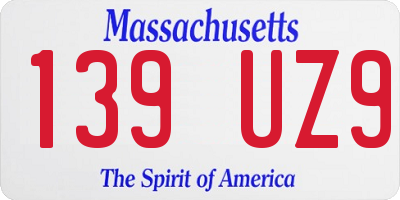 MA license plate 139UZ9
