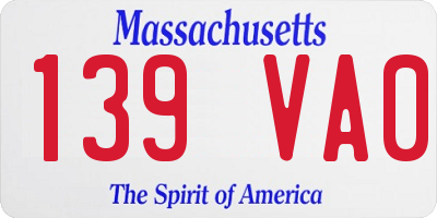 MA license plate 139VA0