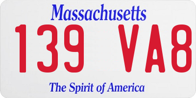 MA license plate 139VA8