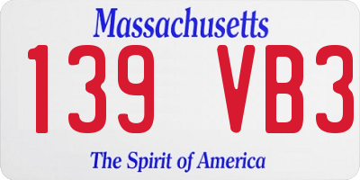 MA license plate 139VB3