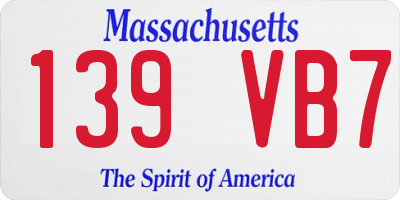 MA license plate 139VB7