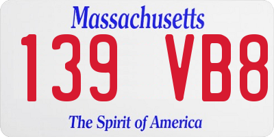 MA license plate 139VB8