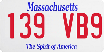 MA license plate 139VB9