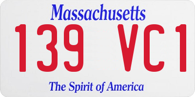 MA license plate 139VC1