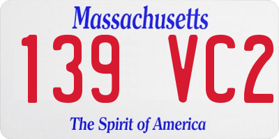 MA license plate 139VC2