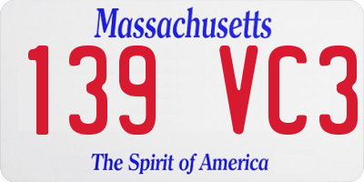 MA license plate 139VC3