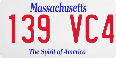 MA license plate 139VC4