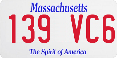 MA license plate 139VC6