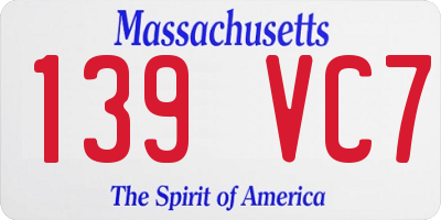 MA license plate 139VC7
