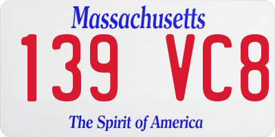 MA license plate 139VC8