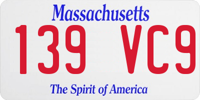 MA license plate 139VC9