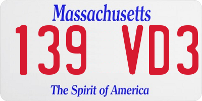 MA license plate 139VD3