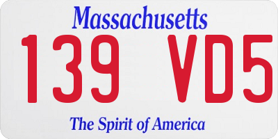 MA license plate 139VD5