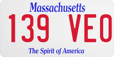 MA license plate 139VE0