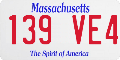 MA license plate 139VE4