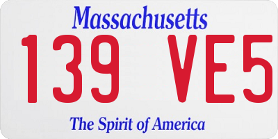 MA license plate 139VE5