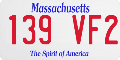 MA license plate 139VF2