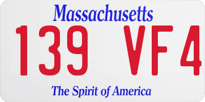 MA license plate 139VF4