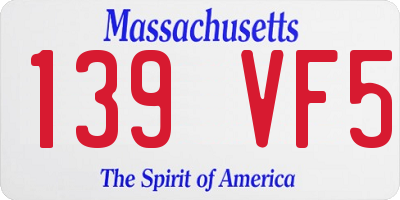 MA license plate 139VF5