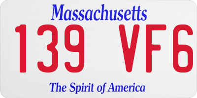 MA license plate 139VF6