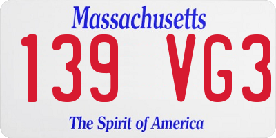 MA license plate 139VG3