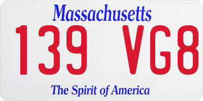 MA license plate 139VG8