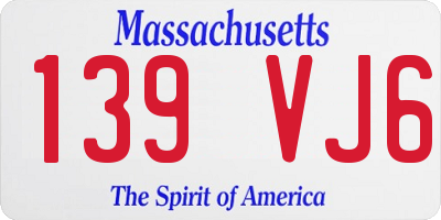 MA license plate 139VJ6