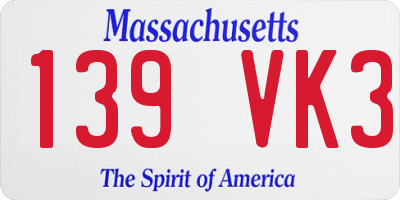 MA license plate 139VK3