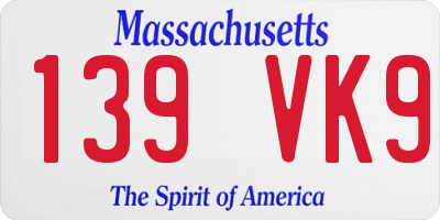MA license plate 139VK9