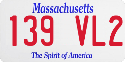 MA license plate 139VL2