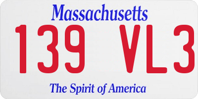 MA license plate 139VL3