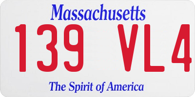 MA license plate 139VL4