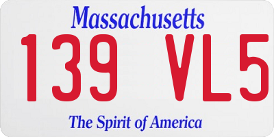 MA license plate 139VL5