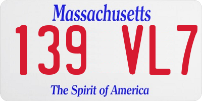 MA license plate 139VL7