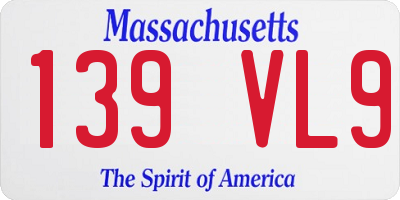 MA license plate 139VL9