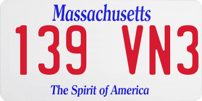MA license plate 139VN3