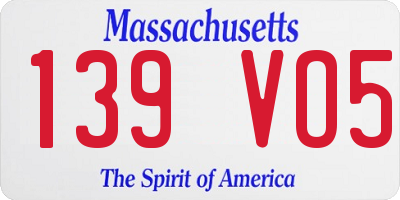 MA license plate 139VO5