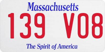 MA license plate 139VO8