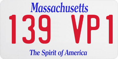 MA license plate 139VP1