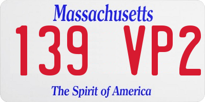 MA license plate 139VP2