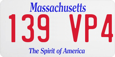 MA license plate 139VP4