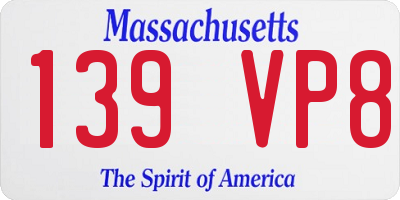 MA license plate 139VP8